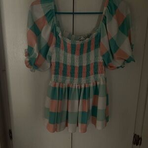BiBi Pastel Checkered Women's Blouse